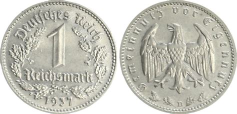 Deutschland 3 Reich 3 Reich 1 Mark J 354 Nickel 1937 D Prfr CH UNC