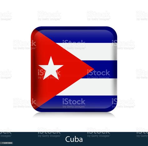 Flag Of Cuba Square Glossy Badge Stock Illustration Download Image