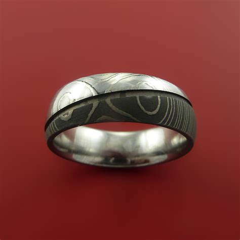 Damascus Steel Ring Wedding Band Two Tone Finish Genuine - Etsy