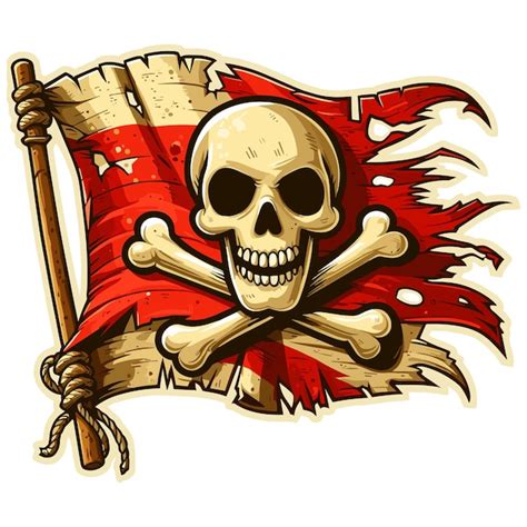 Ilustração de desenho animado vetorial de bandeira pirata rasgada