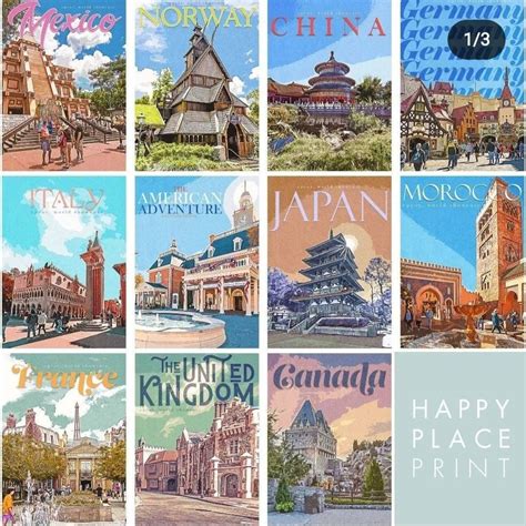 Epcot World Showcase Countries Retro Prints Walt Disney Etsy Uk Artofit