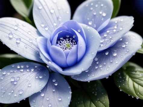 Premium AI Image | Beautiful periwinkle flowers with water drops