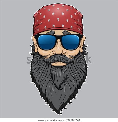 Vector Portrait Brutal Funny Bearded Biker Stock Vector Royalty Free