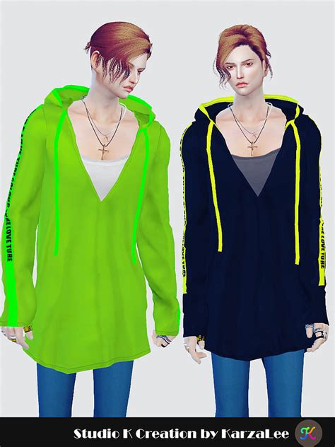 Giruto 82 V Neck Hoodie Top Ts4cc Studio K Creation Sims 4