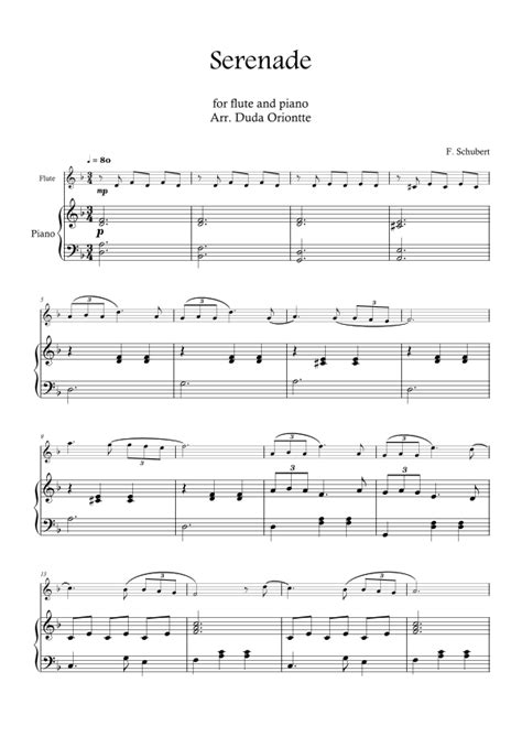 Serenade Flute And Piano Simplified Schubert Arr Duda Oriontte Par