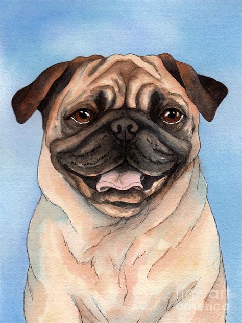 Tan Pug Painting By Cherilynn Wood