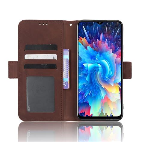 For Infinix Hot 20 5G X666B Skin Feel Calf Texture Card Slots Leather Phone Case Brown
