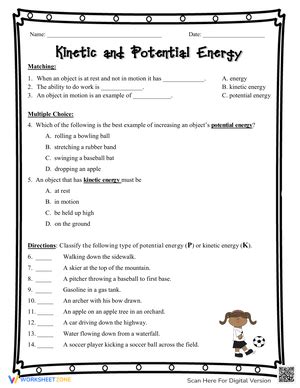 Grade Kinetic And Potential Energy Worksheets Worksheets