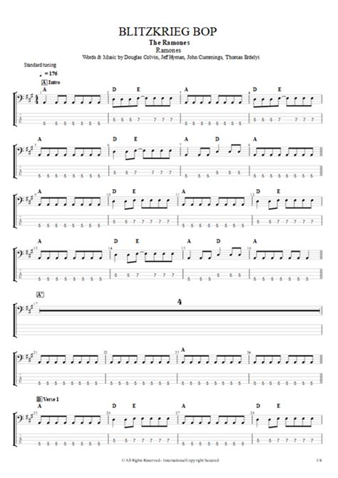 Blitzkrieg Bop Tab By Ramones Guitar Pro Guitar Bass Backing