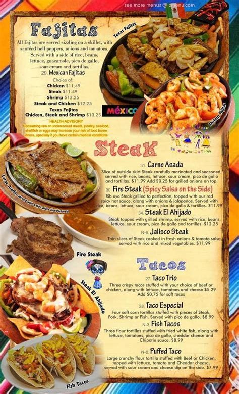 Online Menu Of El Jalisco Mexican Grill Restaurant Eufaula Alabama