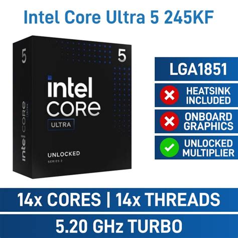 Intel Core Ultra 5 245kf 14 Core Cpu No Cooler Lga1851 4 2ghz 5