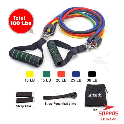 Jual SPEEDS Resistance Bands 11 In 1 Set Tali Pembantu Fitness Gym