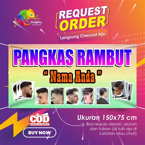 Spanduk Banner Pangkas Rambut Potong Rambut Bisa Custom Nama Lazada