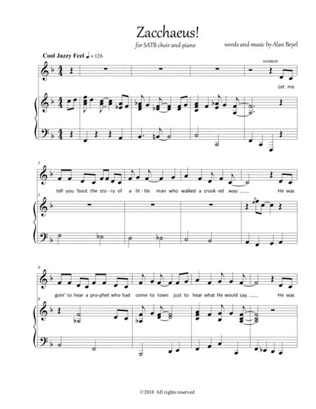 Zacchaeus! (SATB and piano) 10 pages. - 4-Part - Digital Sheet Music ...