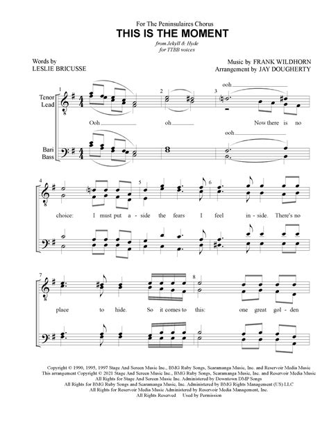 This Is The Moment Arr Jay Dougherty Sheet Music Leslie Bricusse