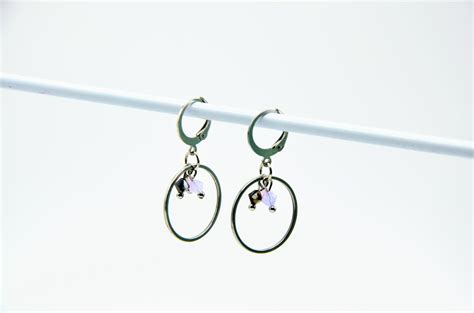 Boucles D Oreilles Dormeuses Trio De Cristal Rose Bijoux Bijoux