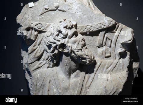 Relief of Barbarian. Tunic and thick beard. Campus Martius. Rome. 98 ...