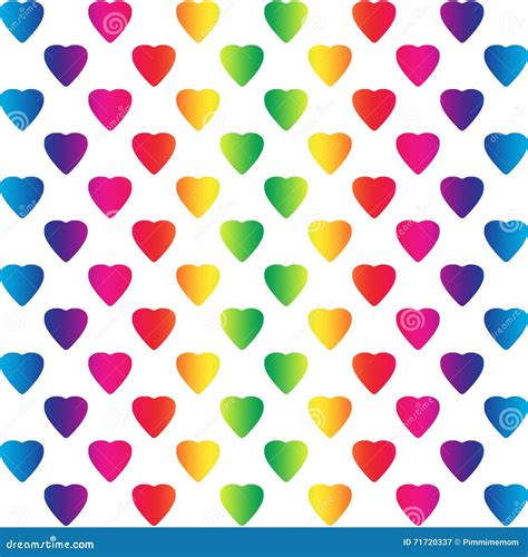 Bright Rainbow Colored Hearts On White Stock Illustration