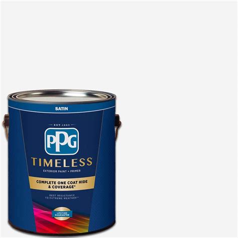 PPG TIMELESS 1 Gal Pure White Satin Base 1 Exterior Paint With Primer