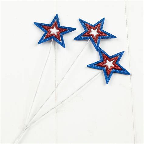 Americana Blue Glittered Star Spray Picks Sprays Florals Craft