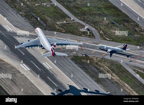 Commercial Airliner Taking Off At LAX Los Angeles International Airport