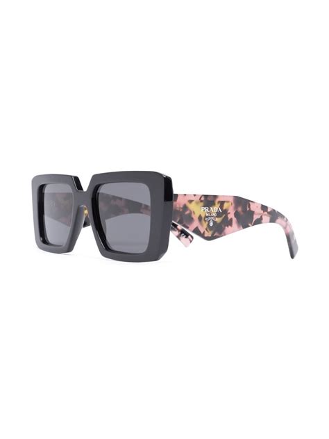 Prada Eyewear Symbole Oversized Square Frame Sunglasses Black Farfetch