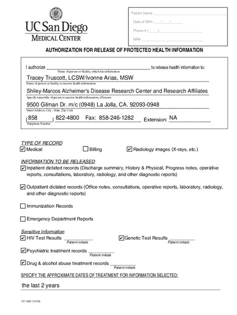 Fillable Online Neurosciences Ucsd Patient S Name First M I Fax