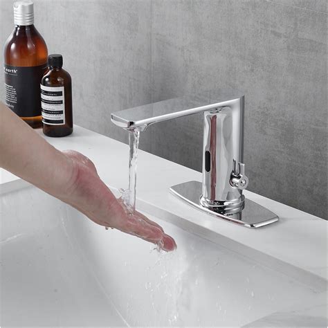 Automatic Sensor Touchless Bathroom Sink Faucet With Hole Cover Plate