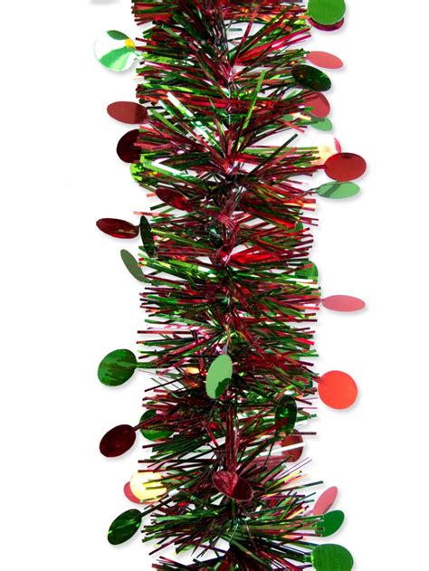 Red Green Metallic Christmas Tinsel Garland 2 7m Product Archive