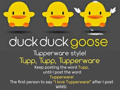 Tupperware duck duck goose game | Tupperware party ideas, Tupperware ...