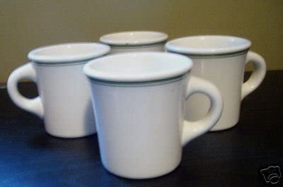 Vintage Buffalo China Green Stripe Set Of Coffee Mugs