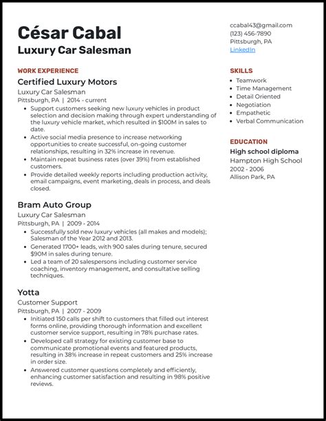 7 Car Salesman Resume Examples And Templates