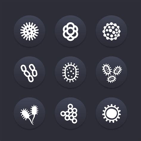 Bacteria Microbes And Viruses Vector Icons Set 5466994 Vector Art At