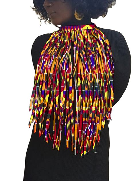 BintaRealWax African Print Tassel Necklace For Women Traditional