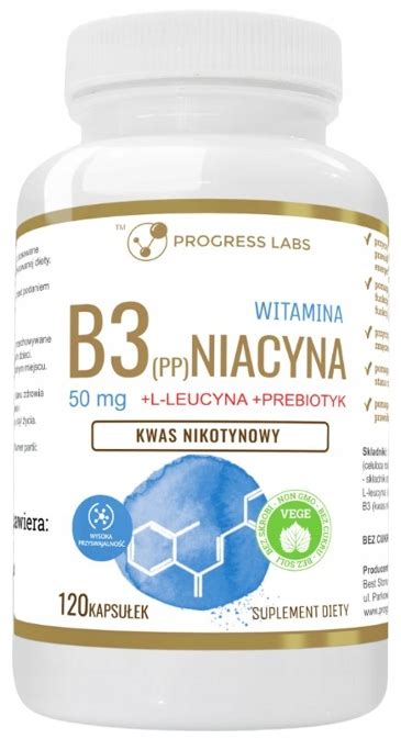 Progress Labs Witamina B3 Niacyna 120 Kaps L Leucyna Prebiotyk