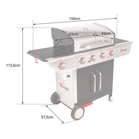 SOMAGIC Barbecue au gaz MANHATTAN 450GPI 4 brûleurs réchaud 14kW