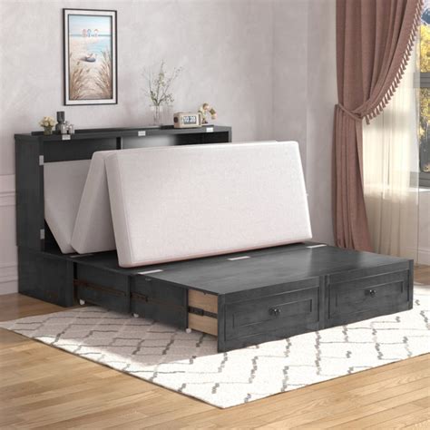 Wildon Home Tambet Solid Wood Murphy Storage Bed Reviews Wayfair