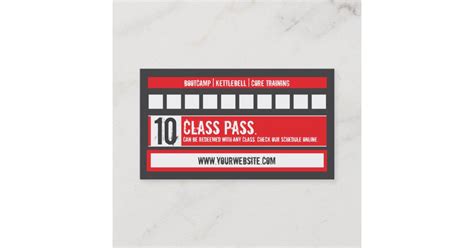 Fitness Class Business Card 10 Class Pass Card Zazzle