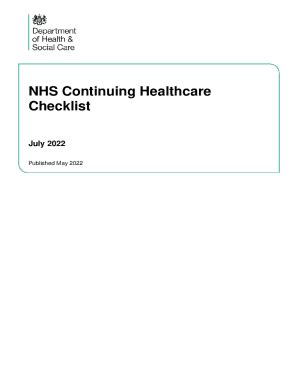 Fillable Online Nhs Continuing Healthcare Checklist Guidance Gov Uk