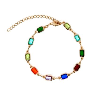 ANDREA COGGIOLA JOYAS Pulsera Rectángulo Cristales Colores Enchapado