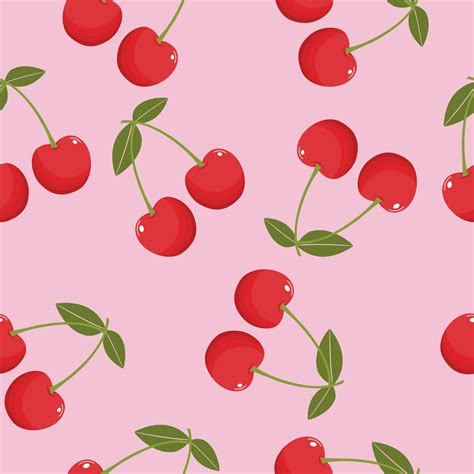 Cute Cherry Seamless Pattern Design For Wrapping Paper Vector Textile