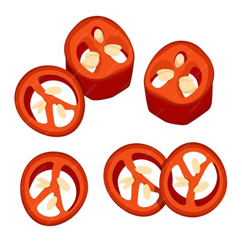 Premium Vector Set Of Different Slices Of Mexican Red Chili Peppers