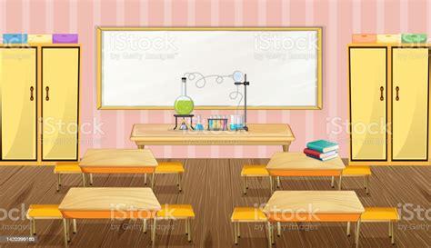 Classroom Interior Design With Furniture And Decoration Stock Illustration Download Image Now