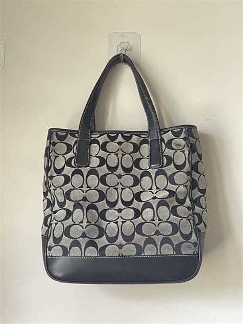 Coach Black And White Signature Fabric Tote Bag Gem