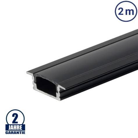 Profil Aluminiu Banda LED Corp Negru Dispersor Negru L 2m Incastrat