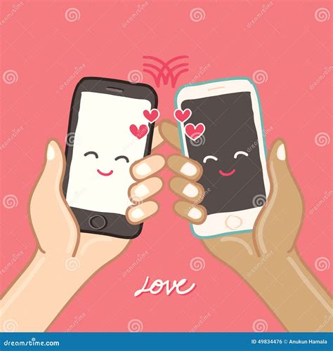 Hands Are Holding Smart Phone For Love Stock Vector Illustration Of