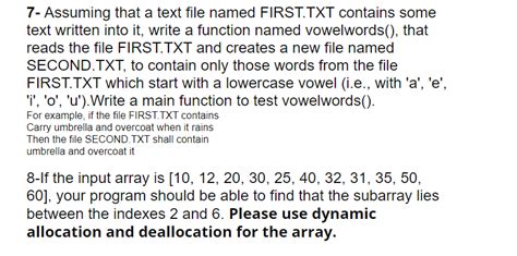 Solved 7 Assuming That A Text File Named Firsttxt Contains