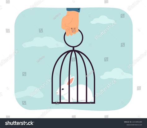 Human Hand Holding Cage White Rabbit Stock Vector Royalty Free