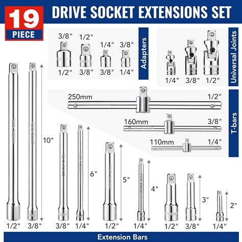 buy workpro  piece drive socket extensions set includes socket