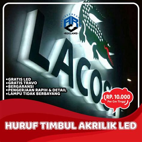 Jual HURUF TIMBUL AKRILIK LED ACRYLIC 3D NYALA STAINLESS LETTERSIGN